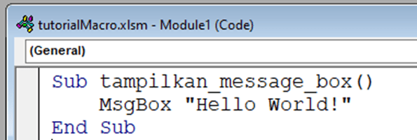 Contoh kode VBA message box