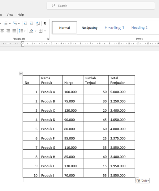 Cara Memindahkan Tabel Excel Ke Word